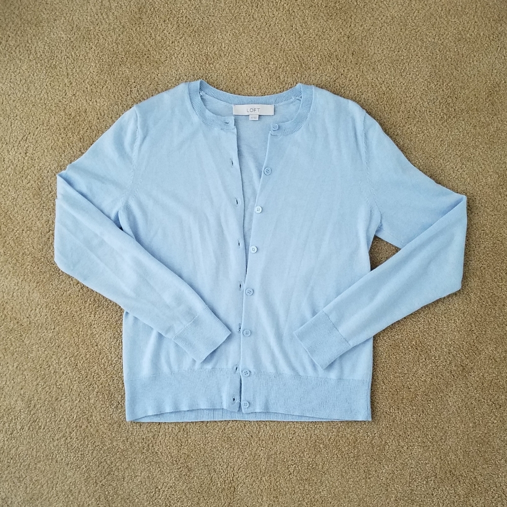Ann Taylor Loft Women's Blue Button Up Cardigan